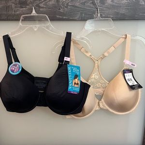Two New Bras- size 38 D. One black. One beige bra with racer back.
